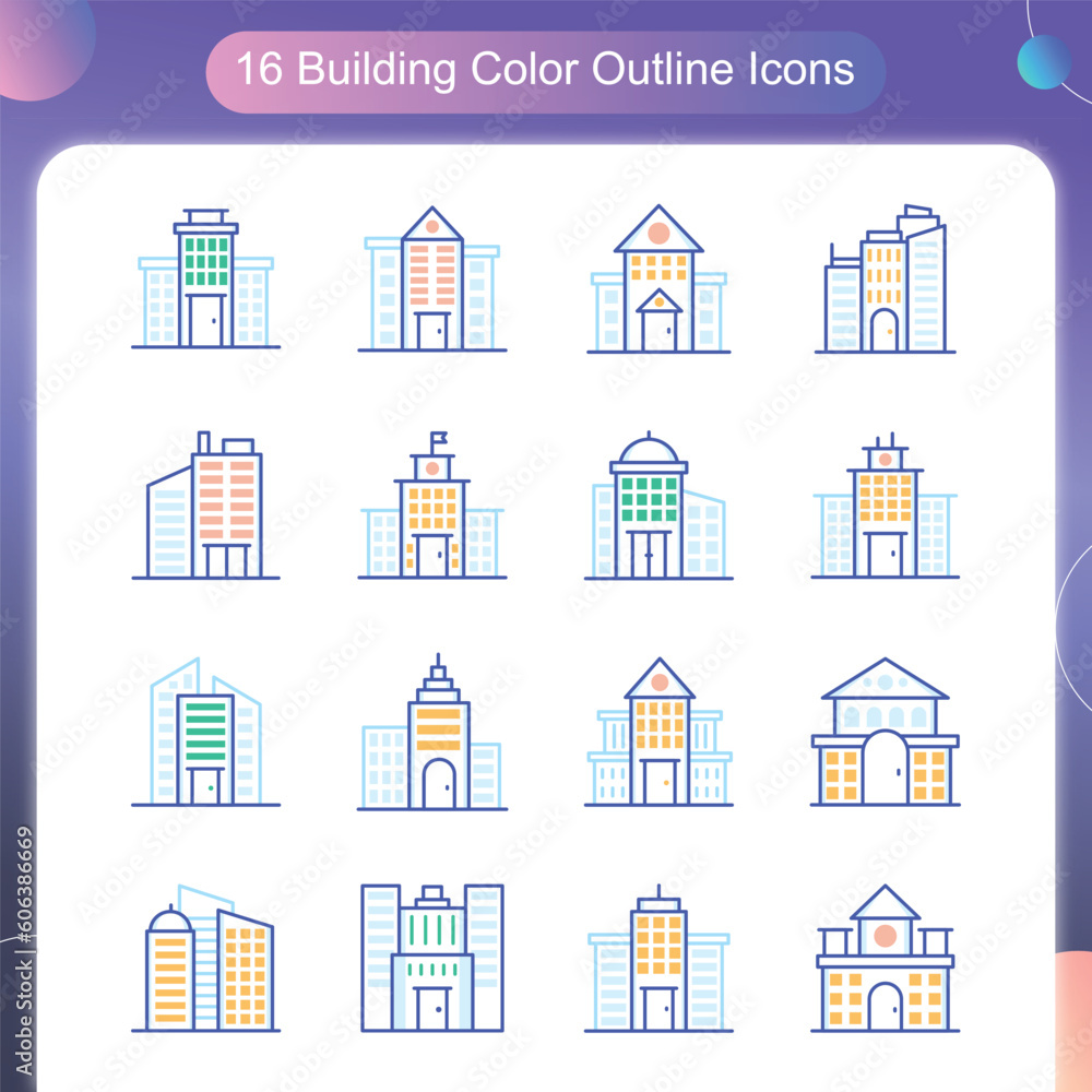 Building Vector Outline icon Set 02