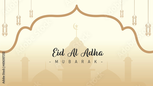 Minimalist and modern Eid al-Adha celebration poster background design