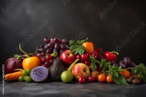 illustration  healthy food  vegetables and fruits  ai generative.