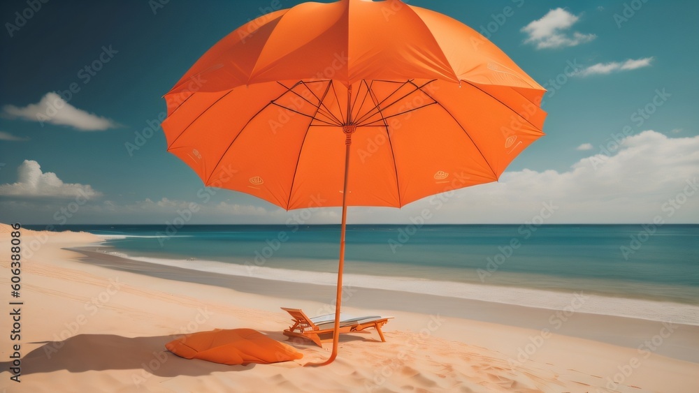 Illustration of beach and umbrella for stay out of the sun day