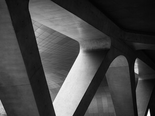 Architecture details Cement wall Geometric shape Modern building Space 