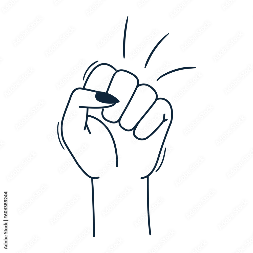 Sketch illustration of woman's fist raised up. Concept of feminism and girl power. Symbol of freedom and victory. Outline doodle vector illustration. Sketch illustration of woman's fist raised up. Concept of feminism and girl power. Symbol of freedom and victory. Outline doodle vector illustration.