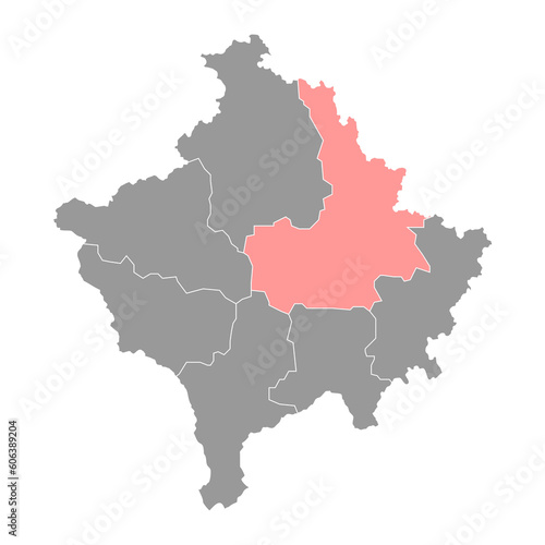 Pristina district map  districts of Kosovo. Vector illustration.