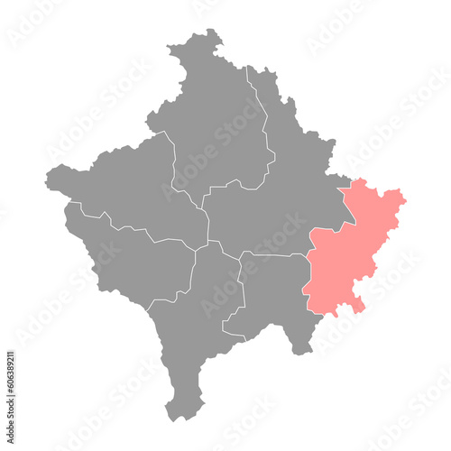 Gjilan district map  districts of Kosovo. Vector illustration.