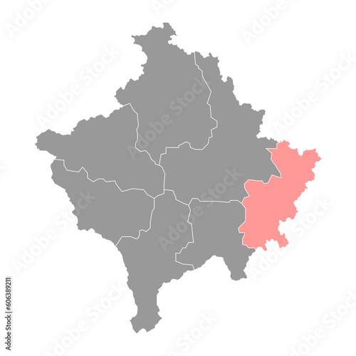 Gjilan district map, districts of Kosovo. Vector illustration.