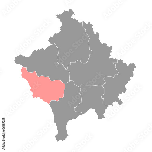 Gjakova district map  districts of Kosovo. Vector illustration.