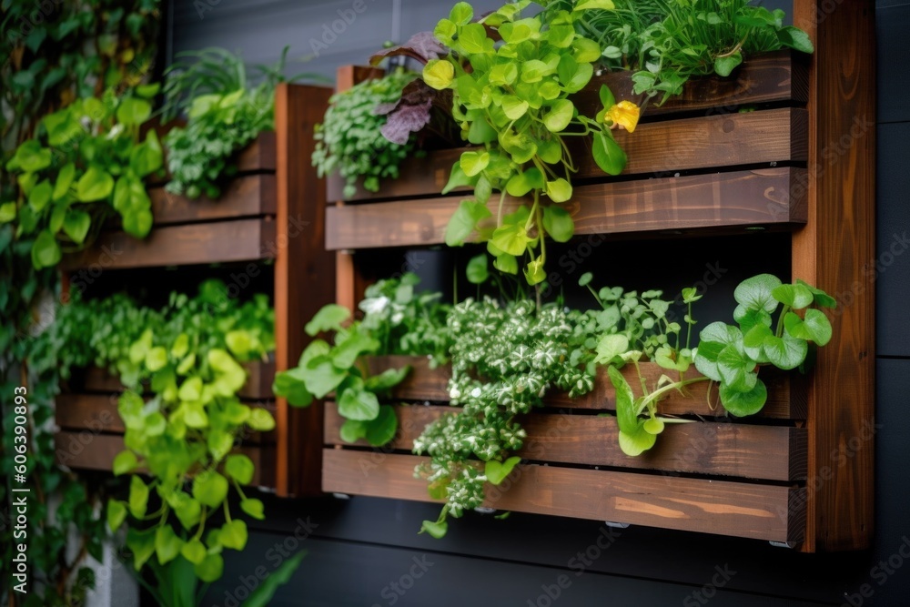 step-by-step guide of how to build a vertical garden with hanging planters, created with generative ai step-by-step guide of how to build a vertical garden with hanging planters, created with generative ai