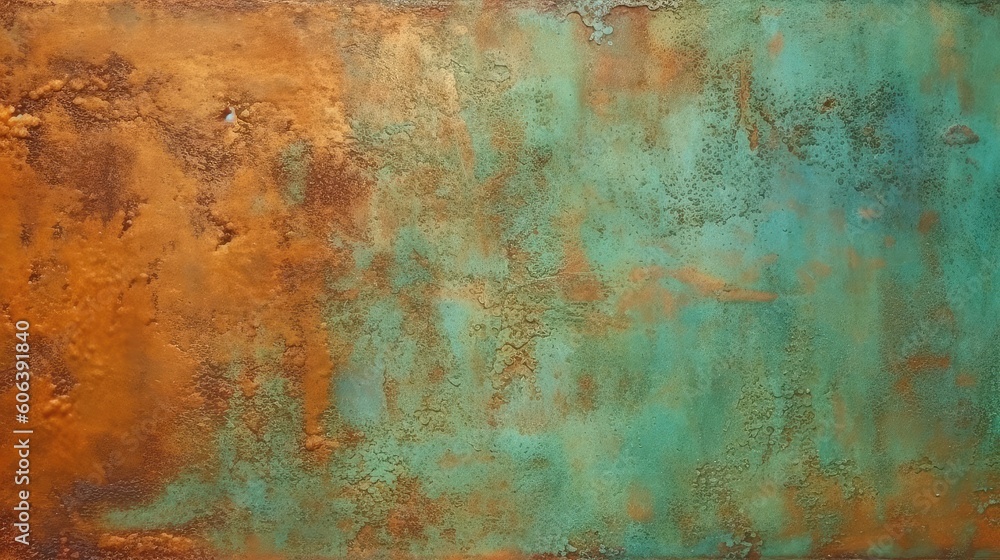 Rusty metal texture. Rusty metal background. copper background, orange and green. generative AI Rusty metal texture. Rusty metal background. copper background, orange and green. generative AI