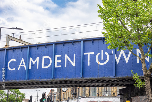 Camden Town Welcome bridge, famous neighbornhood of alternative culture shops