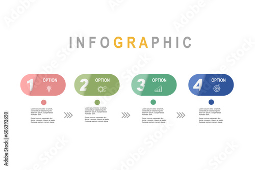 Multi color infographic elements template, business concept with , 4 steps , rectangle shape design for workflow layout, diagram, annual report, web design.Creative banner, label vector