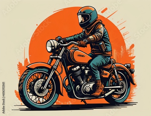 Old rusty motorcycle illustration for bike day creating by ai