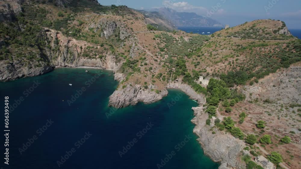 Fantastic aerial view of Salerno gulf. Italy. Daylight. Slow motion Fantastic aerial view of Salerno gulf. Italy. Daylight. Slow motion