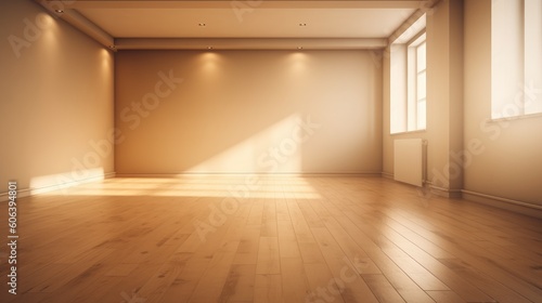 A shadow from a window in an empty room with brown walls. Design and interior of the room. Generative AI