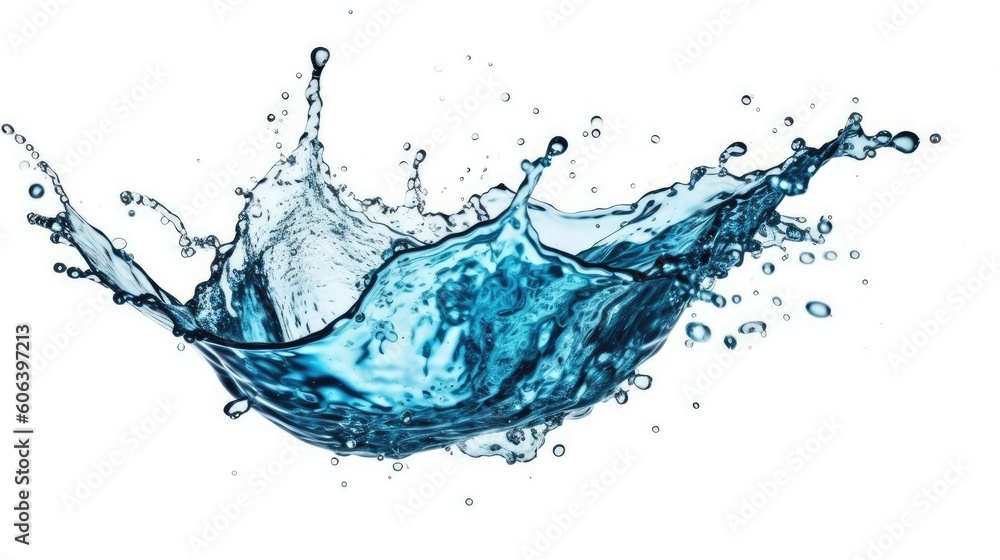 Abstract clear water splash isolated on white background. Clear blue water. Generative AI Abstract clear water splash isolated on white background. Clear blue water. Generative AI