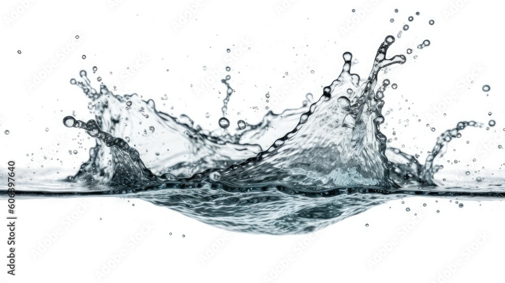 Abstract clear water splash isolated on white background. Clear blue water. Generative AI Abstract clear water splash isolated on white background. Clear blue water. Generative AI