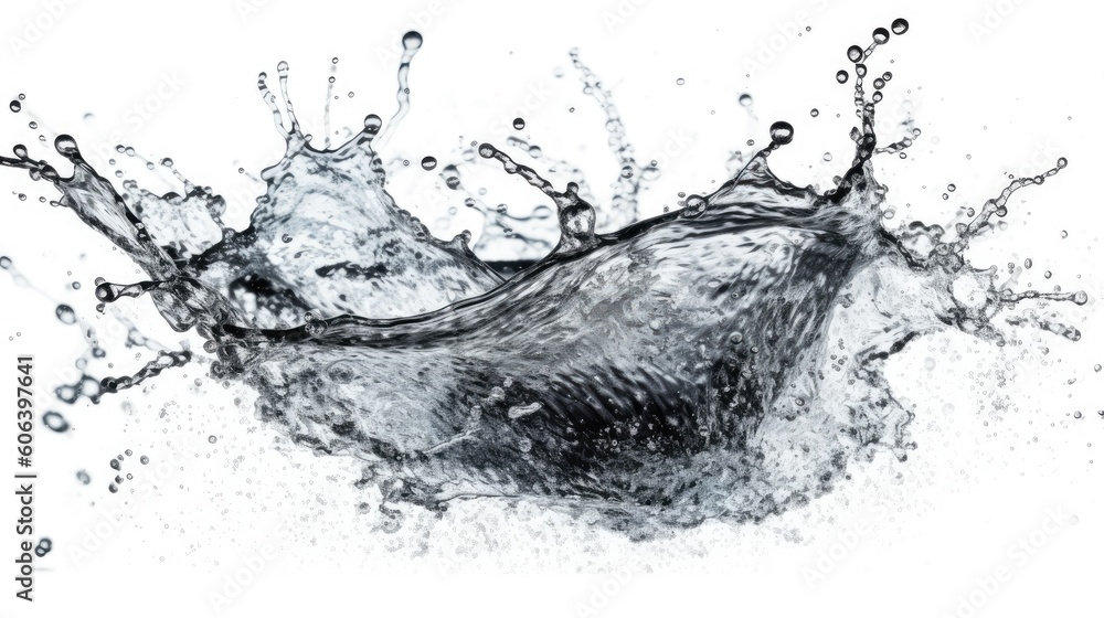 Abstract clear water splash isolated on white background. Clear blue water. Generative AI Abstract clear water splash isolated on white background. Clear blue water. Generative AI