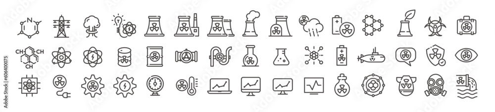 Φωτογραφία Vector icon set including 45 nuclear energy editable strock icons