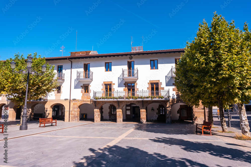 Fototapeta premium Lazkao Town Hall in the province of Gipuzkoa next to Tolosa, Basque Country