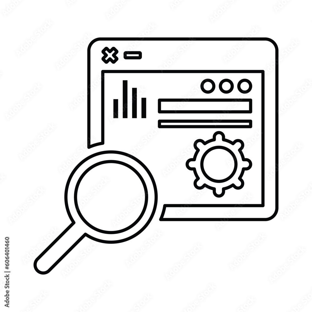 Business research icon. Line, outline symbol. Business research icon. Line, outline symbol.