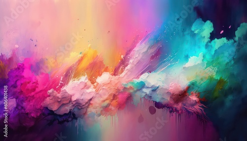 Rainbow abstract oil painting background. Generative AI.