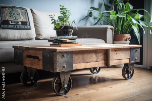 upcycling furniture with a rustic or industrial touch, created with generative ai photo