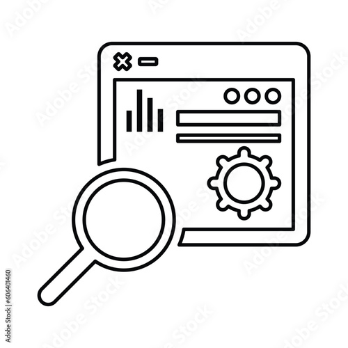 Business research icon. Line, outline symbol.