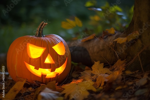jack o lantern in the garden made with generative ai
