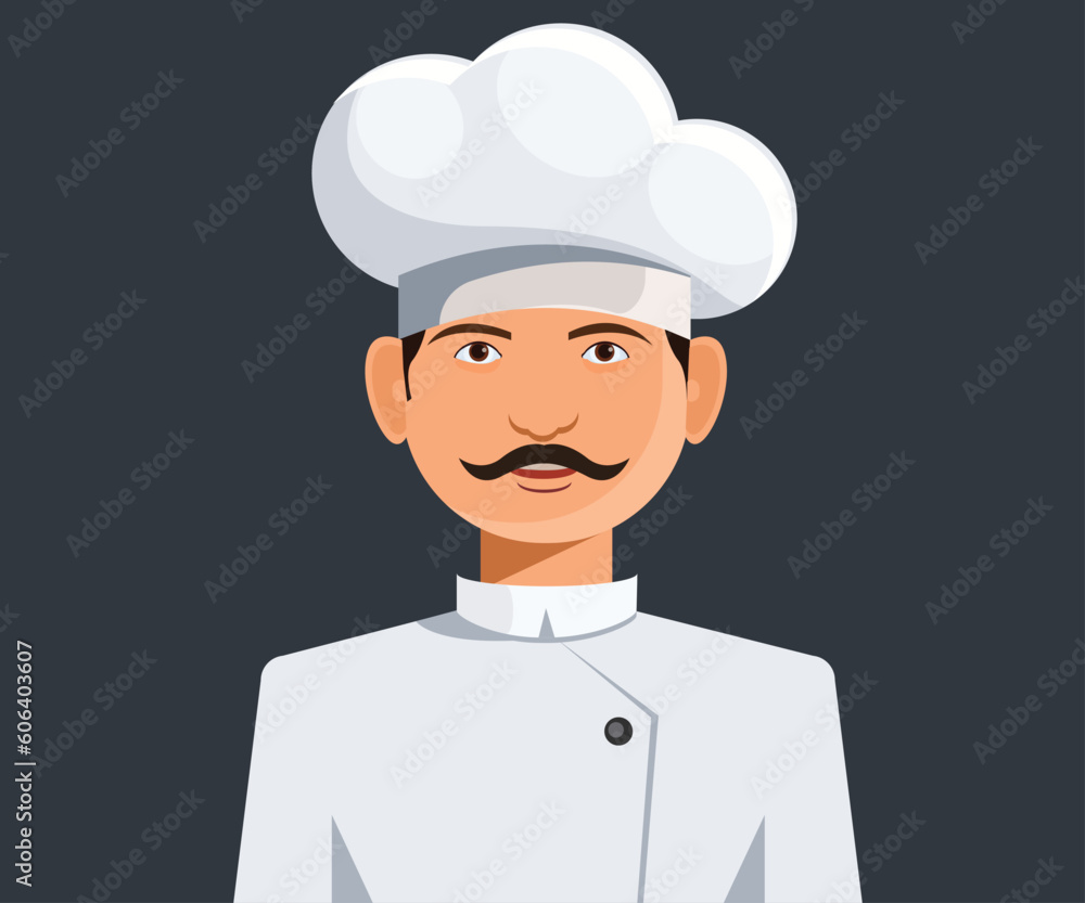 Vector illustration of a chef with the mustache Vector illustration of a chef with the mustache