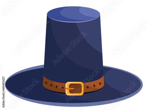 Vector illustration of a thanksgiving blue pilgrim hat isolated on white background