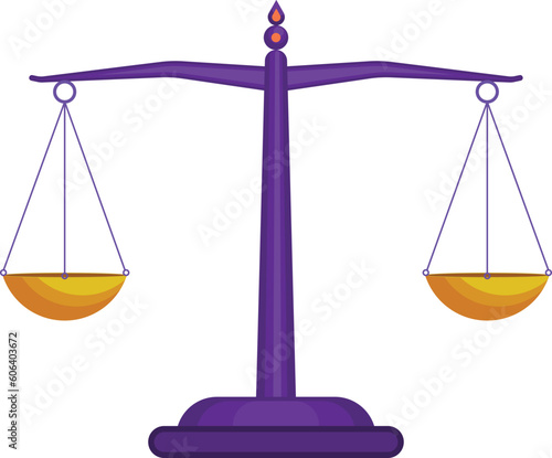 Vector illustration of justice weighing scale isolated on white background