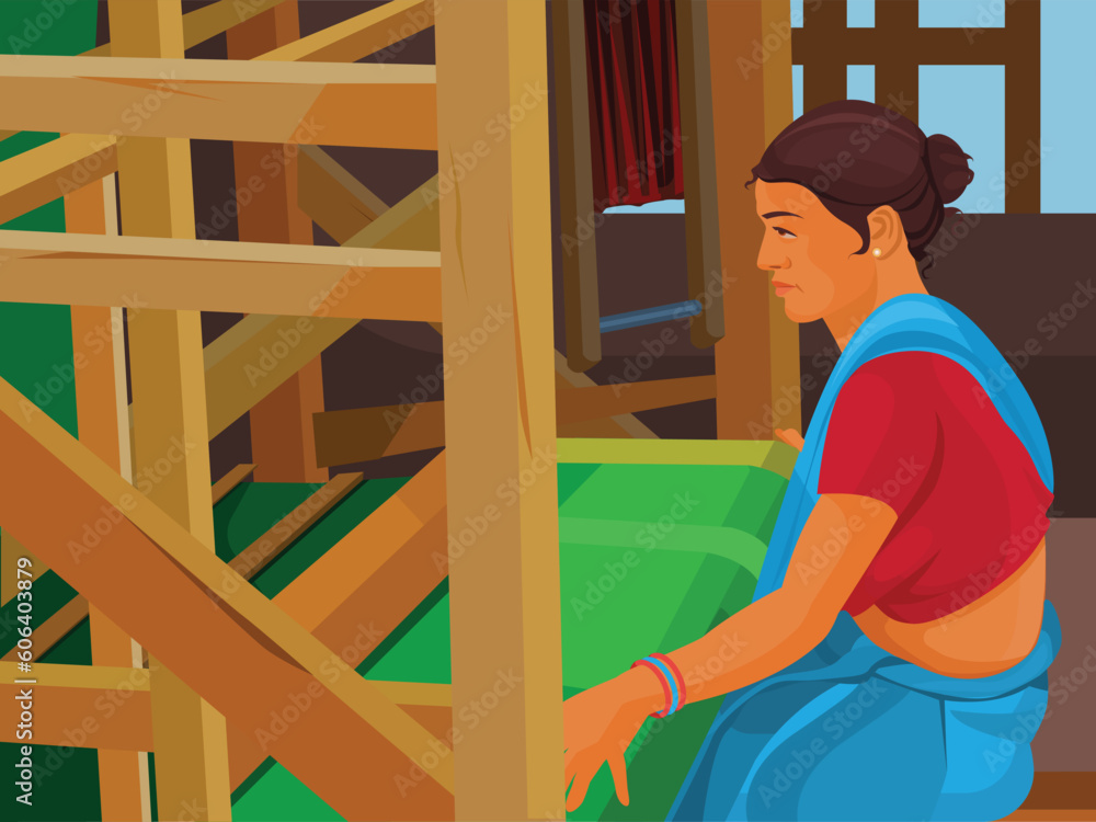 Ταπετσαρία Indian woman, a traditional handloom weaver