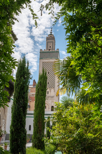 The Great Mosque of Paris, its garden, its minaret and its architecture
