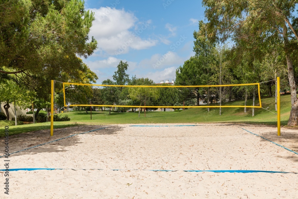 Volleyball in the gardens of the Troia peninsula, Portugal