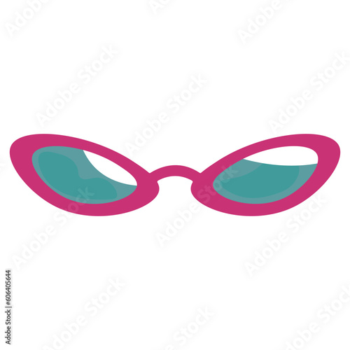 Sunglasses summer design. Flat vector illustration eyeglasses cartoon. Retro style sunglasses woman beach accessories