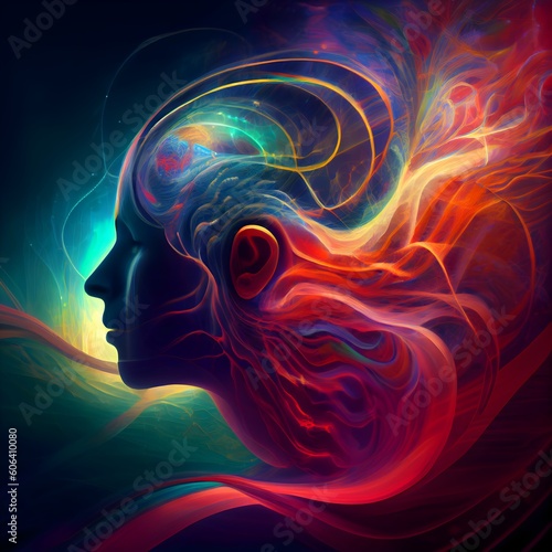 abstract human brain psychic waves background  created by Generative AI.