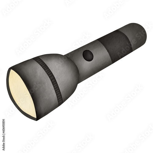 Pocket Flashlight Watercolor Illustration