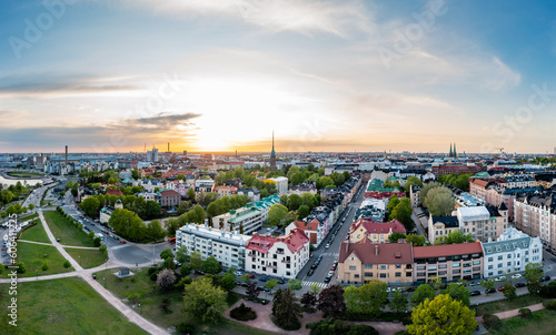 Beautiful summer cityscape from a drone. Helsinki. Finland