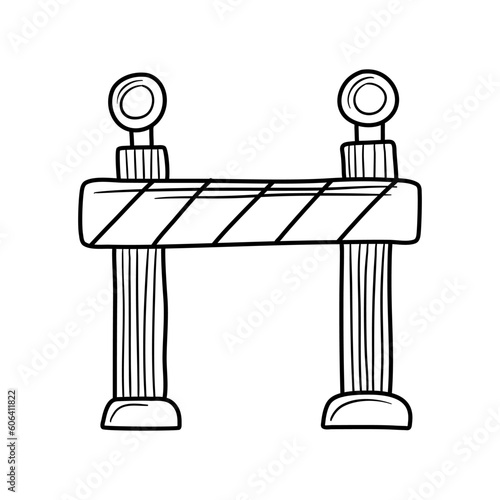 Road block doodle in icon vector. road barrier doodle icon outline.