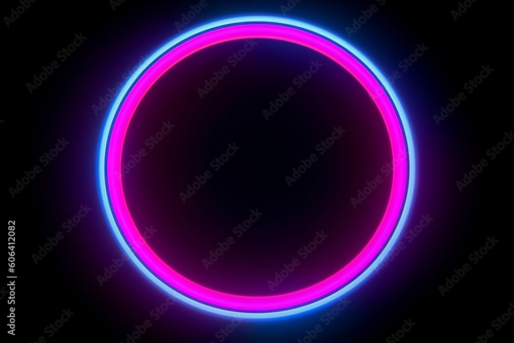 Neon Ring Pink Blue, Abstract background, Ai Generative