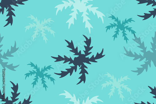 Palm Tree silhouette. Seamless pattern in Vice City inspired. Design for shirt print. Tropical leaves background. Exotic pattern. Summer Vector Art. Hawaiian horizontal poster. Vice City banner.