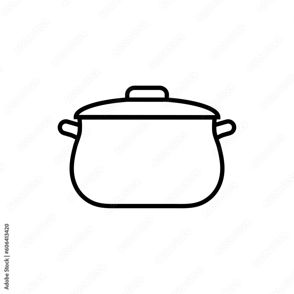 Pan line icon, cooking food logo vector Pan line icon, cooking food logo vector