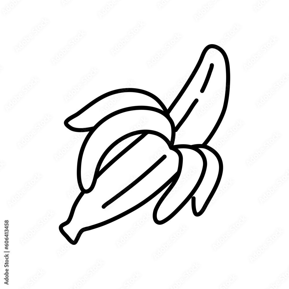 Banana vector illustration hand drawn. Linear drawing banana isolated on white background. Sketch for coloring booking page. Vector illustration Banana vector illustration hand drawn. Linear drawing banana isolated on white background. Sketch for coloring booking page. Vector illustration