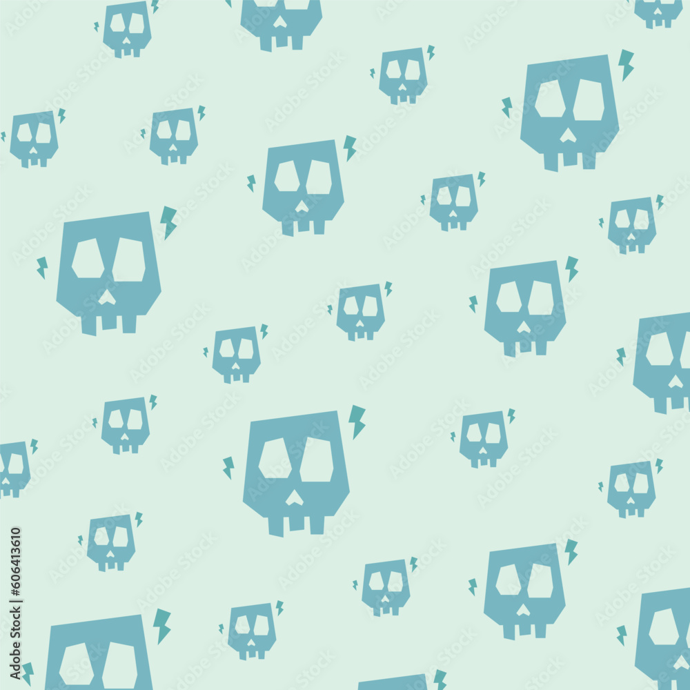 Pattern Cute Blue Skull Rock Cartoon Pattern Cute Blue Skull Rock Cartoon