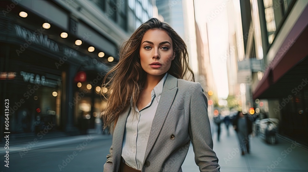 woman walking in the city, wearing business casual clothes, woman walking in the city, wearing business casual clothes,