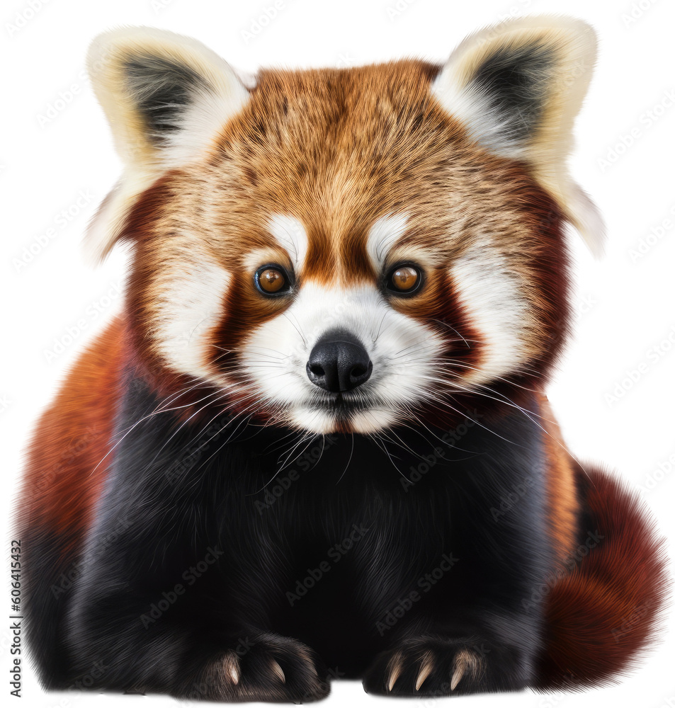 Fototapeta premium red panda isolated on white background as transparent PNG, generative AI animal