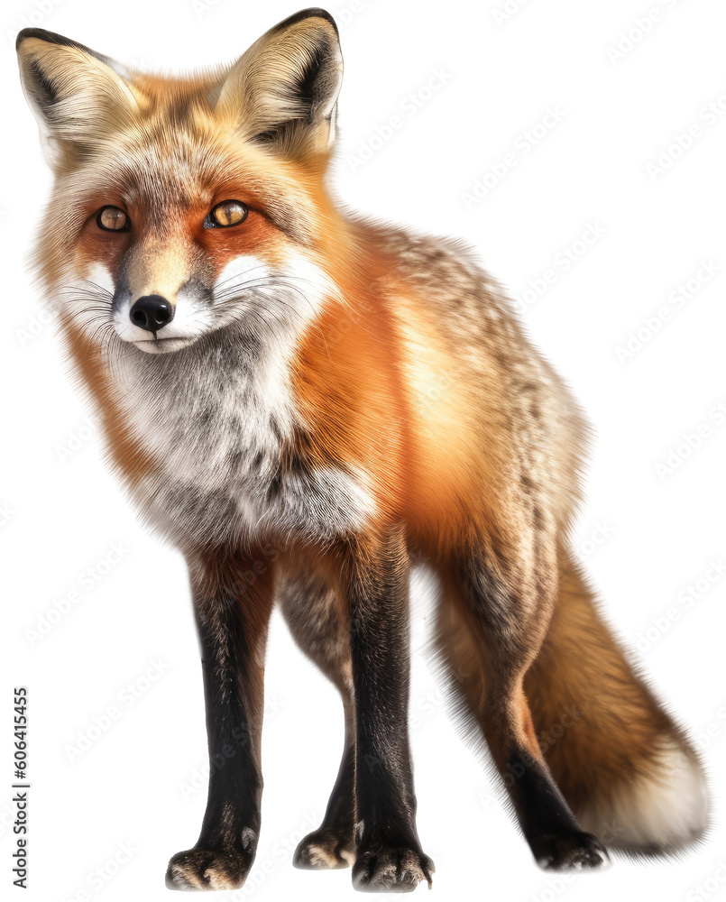Red fox isolated on a white background, generative AI animal
