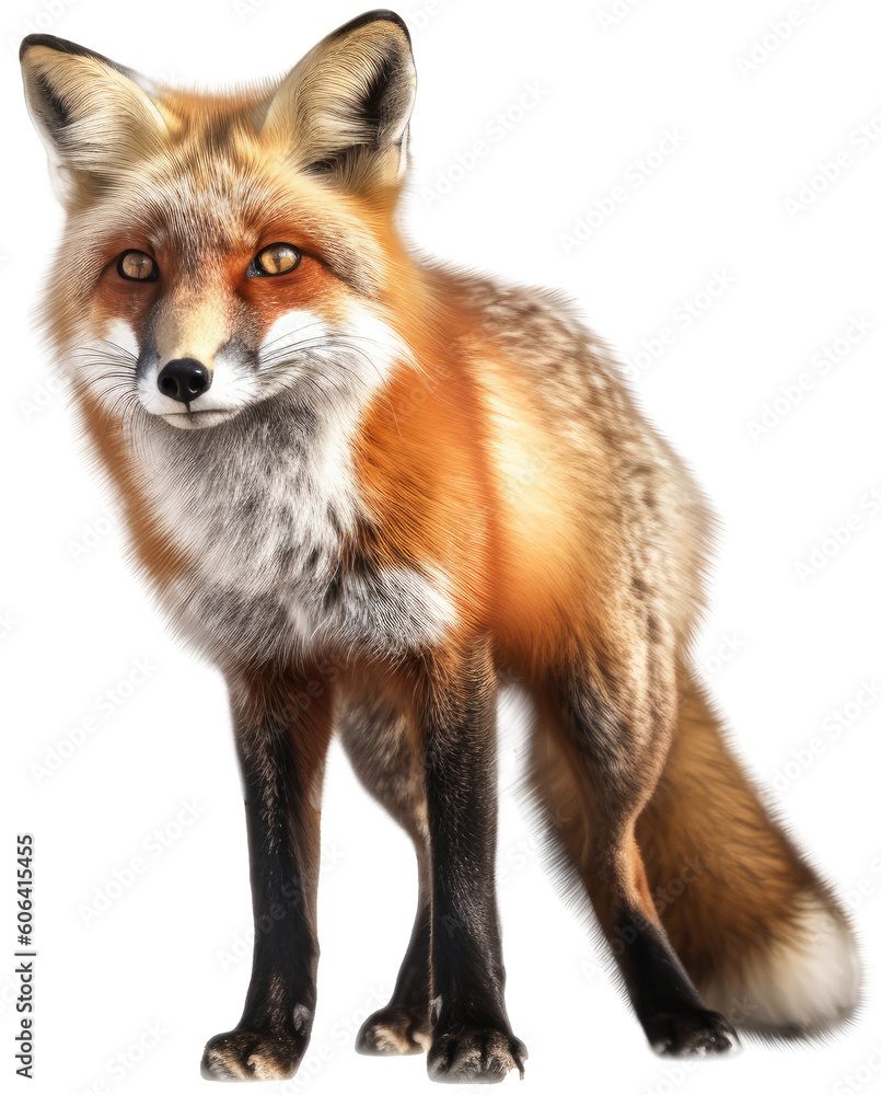 Red fox isolated on a white background, generative AI animal Red fox isolated on a white background, generative AI animal