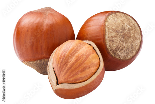 Delicious hazelnuts, cut out