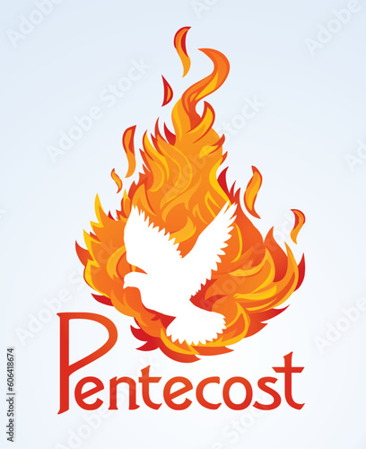 Pentecost sunday. Baptism with the Holy Spirit. Vector drawing icon