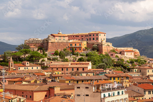 View from Forte Falcone to Portoferraio Lighthouse Faro Forte Stella